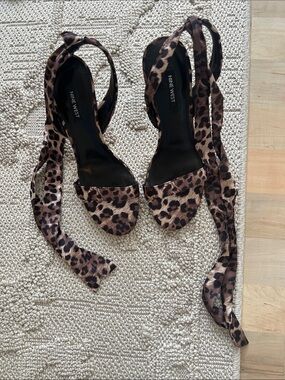 Nine West Leopard Wrap-Around Heels in Brown and Black